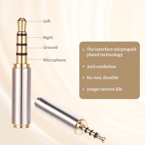 2.5mm to 3.5mm Adapter and 3.5mm to 2.5mm Adapter, Male to Female Stereo Audio Adapters Full Metal Audio Connector 3 Ring Jack Stereo or Mono Converter for Smartphones, Headphone, Mic, Tablets