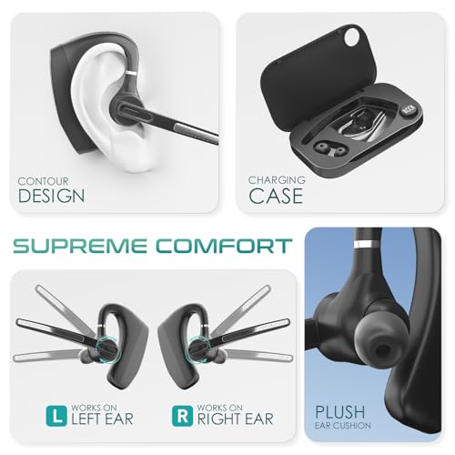 Herloreen Bluetooth Headset with Mic, USB Dongle & Charging Case for Work | Wireless Earpiece for PC Laptop, 48H Talk Time, Noise Canceling Mic, , for Remote Work, Call Center, Trucker, Business - style: Headset + Charge Case + USB Dongle-HLK30