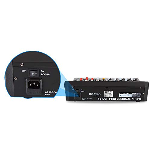 Pyle 6-Channel Console Style Audio Mixer with Bluetooth - DJ Sound Controller, 4 XLR / Combo Inputs, Sub Out, +48V Phantom, USB-A In, 16 DSP Effects, MP3 Player, 7-Band EQ - PMXU67BT - style: 6 Channel Pro