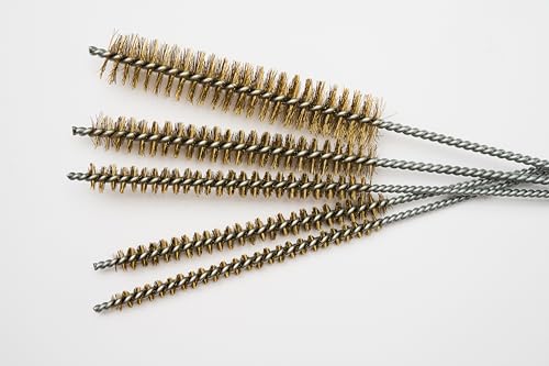 10-Piece Tube Cleaning Brush Kit | Brass Wire Bore Brushes & Stainless Steel Brushes 12" Long (1/4" to 3/4") for Tubes, Cylinders, and Narrow Spaces