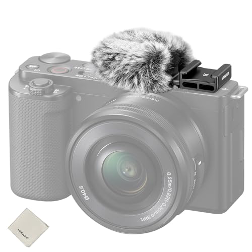 NEEWER CA133 Black Cold Shoe Wind Muff Compatible with Sony ZV-1F ZV-E10 ZV-1 ZV-E1 ZV1 II Vlog Cameras, Microphone Furry Windscreen with Cold Shoe Mount Adapter & Cleaning Cloth Accessories - style: CA133 w/Cleaning Cloth