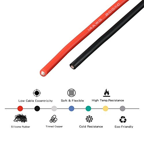 BNTECHGO 14 Gauge Silicone Wire Red and Black Each 20ft 2 Separate Wires | Flexible 14 AWG Stranded Tinned Copper Wire Silicone Rubber Insulation For RC Models, Drone, Robot, EV Charger, 3D Printer - color: Red and Black, size: silicone wire red 20ft and