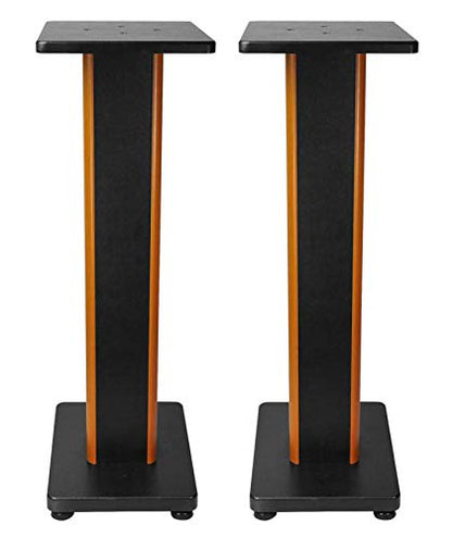Rockville RHT28C 28" 2-Tone Bookshelf Speaker Stands Surround Sound Home Theater - color: Classic Wood