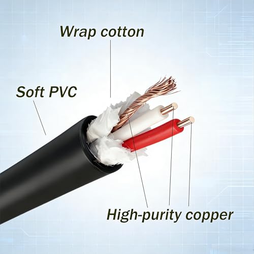 RCA to RCA Audio Cables with Gold-Plated Shielded Anti-Interference, RCA Cables Compatible with Amplifiers/Home Theaters/Musical Instruments/Soundbars/TVs/Speakers (Black, 3 FT) - size: 3 FT