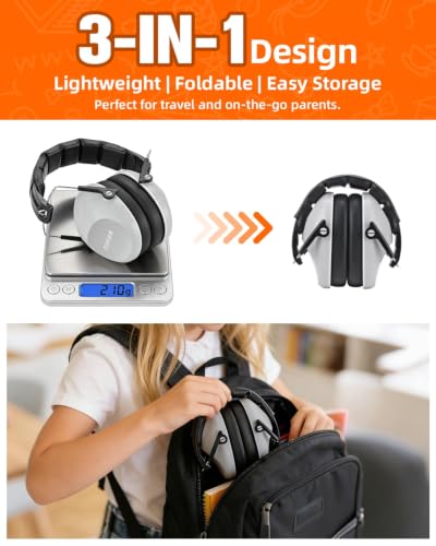 ZOHAN 032 Kids Noise Canceling Headphones - 25dB NRR Kids Ear Protection Earmuffs for School, Monster Jam, Fireworks, Travel, Air Show, Concert, Autism - Grey - color: Grey