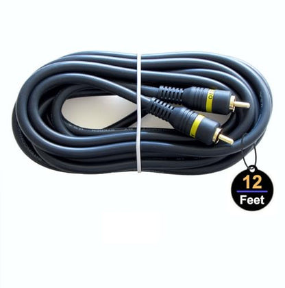RCA Cable, 12ft,1-RCA Male to 1-RCA Male, Shielded, Gold-Plated Connectors, for Speakers/Subwoofers, Amplifiers, Home Theater Receivers, HDTV, Hi-Fi Systems, etc (1-Pack) - size: (1-Pack) 12-Feet