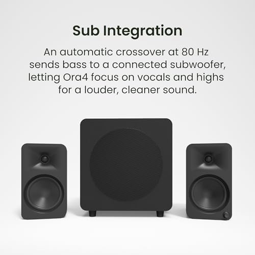 Kanto ORA4 Powered Bluetooth Desktop Speakers - Pair Matte Black - color: Black, size: 4" Woofer - 140 Watts
