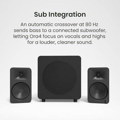 Kanto ORA4 Powered Bluetooth Desktop Speakers - Pair Matte Black - color: Black, size: 4" Woofer - 140 Watts