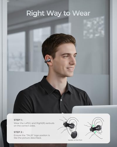 TALIX Open Ear Clip-On Wireless Bluetooth Earbuds AuraHalo G1, Black | 4-Mic Clear Calls, Rich Bass, Roller-Inspired Design, Reduced Sound Leakage, IPX4 Water Resistant, Touch Control - color: Black