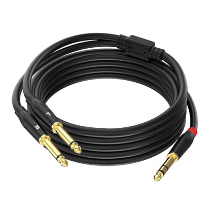 1/4 inch TRS Stereo Y Splitter Insert Cable, Gold Plated Audiowave Series 6.35mm TRS Male to Dual 6.35mm TS Male Mono Breakout Cable, Audio Cord (10FT / 1PACK) - size: 10 FT