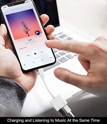 Lightning to 3.5mm Headphone Jack 2 in 1 Adapter for iPhone 14 13 12 11 X 8 7 SE SE2 Earphones Headset Audio for Apple for ipad Splitter Charging AUX Cable Connector Phone Accessories
