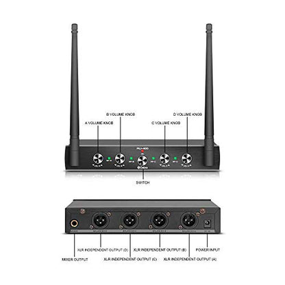 D Debra Audio AU400 Pro UHF 4 Channel Wireless Microphone System - color: with 4 Handheld (A)