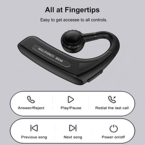 Open Ear Headphones Bluetooth Single Bone Conduction Wireless Earbuds with Earhooks Microphone Earphones Waterproof Long Battery Life Earpiece for Workout Sports Running Android iOS Non Ear Plug Red - color: Red