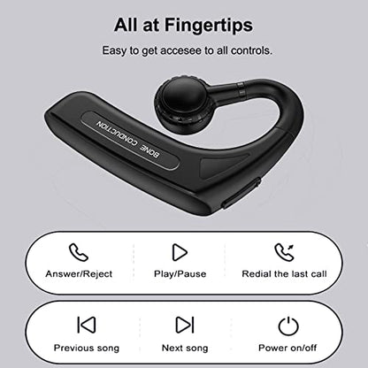 Open Ear Headphones Bluetooth Single Bone Conduction Wireless Earbuds with Earhooks Microphone Earphones Waterproof Long Battery Life Earpiece for Workout Sports Running Android iOS Non Ear Plug Red - color: Red