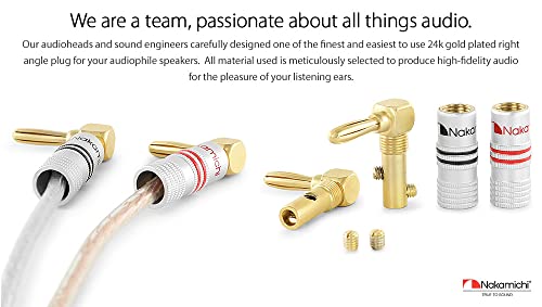 Nakamichi GrubLock 24k Gold Plated Right Angle Banana Plugs, 10-18 AWG - size: 8 Pcs (4-Pairs)