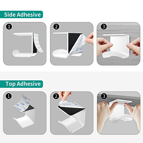 HomeMount Under Desk Headphone Hanger, Adhesive Hook, White 1 Pack - color: White