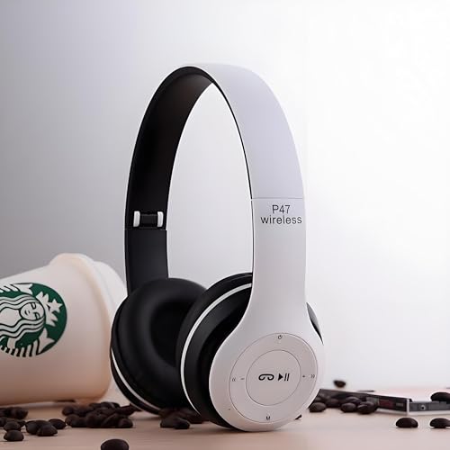Wireless Bluetooth Over-Ear Headphones, Hybrid Noise Cancelling, HiFi Stereo, Foldable, Lightweight, Deep Bass, Black