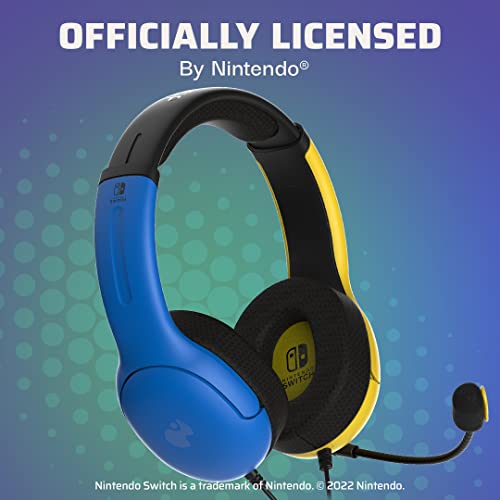 PDP Gaming LVL40 Stereo Headset with Mic for Nintendo Switch/Lite/OLED/PC - Noise Cancelling Microphone, Lightweight, Soft Comfort On Ear Headphones (Fortnite Wildcat Yellow & Blue)