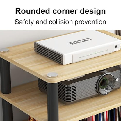 Media Storage Cabinet Rack Audio Tower, Modern Audio-Video Media Stand, 1/2/3/4-Tier Media Cabinet, Wood Stereo Cabinet(White,2 Tier) - color: White, size: 2 Tier