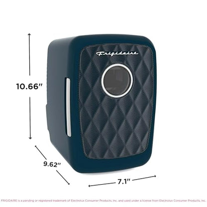 Frigidaire Mini Portable Compact Personal Cooler Fridge, 4 Liter Capacity Chills Six 12 oz Cans, 100% Freon-Free & Eco Friendly, Includes Plugs for Home Outlet - AZURE, BUILT IN BLUETOOTH SPEAKER - color: Azure