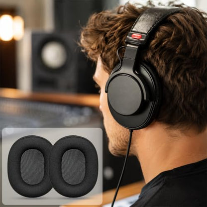 Replacement Ear Pads for Sony MDR-7506 MDR-V6 MDR-V7 MDR-CD900ST Headphones, Mesh Fabric Earpads Cushions with Memory Foam, Extra Thick Ear Cups for Studio Monitor Headset, 1 Pair-Black