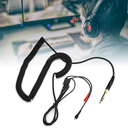 Diyeeni Coiled Headphone Cable for HD25 HD560 HD540 3.5mm to 6.35mm Adapter OFC Copper Wire Twisted Pair Design HD Sound 1.5m Unstretched 6m Stretched