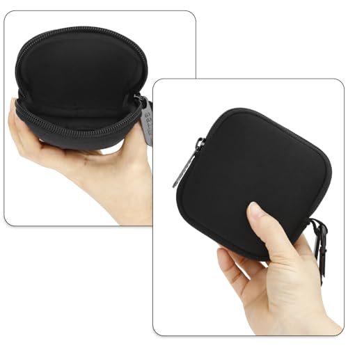 E-Tree 2-Pack Mini Neoprene Pouch Bag with Carabiner Clip – Small Zippered Organizer Case for AirPods, USB Cables, MagSafe Adapter, Earphones Memory Cards Tech Accessories | Coin Purse Wallet | 3.15"