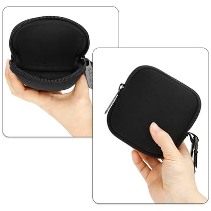 E-Tree 2-Pack Mini Neoprene Pouch Bag with Carabiner Clip – Small Zippered Organizer Case for AirPods, USB Cables, MagSafe Adapter, Earphones Memory Cards Tech Accessories | Coin Purse Wallet | 3.15"
