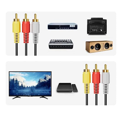 Eanetf 3RCA Cable Audio Video 5ft Gold Plated for Home Theater-2pcs - color: 5ft-2pcs