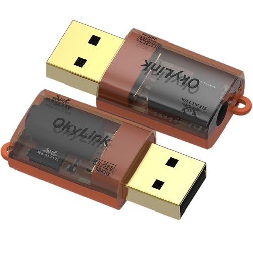 OkyLink USB to 3.5mm Audio Adapter, 96kHz Hi-Res DAC, Plug and Play,2-Pack | External Sound Card, TRRS 4-Pole, Realtek DAC Chip, Compatible with PS5/PS4, Windows, Mac - size: 2 Pack