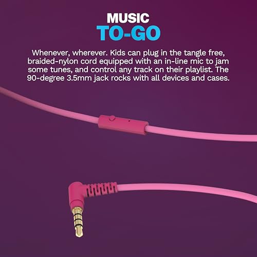 JLab JBuddies Studio on-Ear Kids Wired Headphones with mic, Volume Limiter, Foldable, Adjustable, Dark Pink - color: Dark Pink, size: Headphones