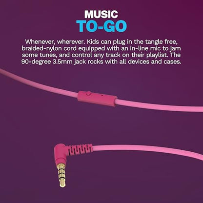JLab JBuddies Studio on-Ear Kids Wired Headphones with mic, Volume Limiter, Foldable, Adjustable, Dark Pink - color: Dark Pink, size: Headphones
