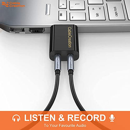 CableCreation USB Audio Adapter with 3.5mm Jack, USB External Stereo Sound Card with 3.5mm Earphone and Microphone for PS4, PS5, Windows, Mac, Linux, Plug and Play, Black (Pack of 2) - color: Black, size: 2-Pack