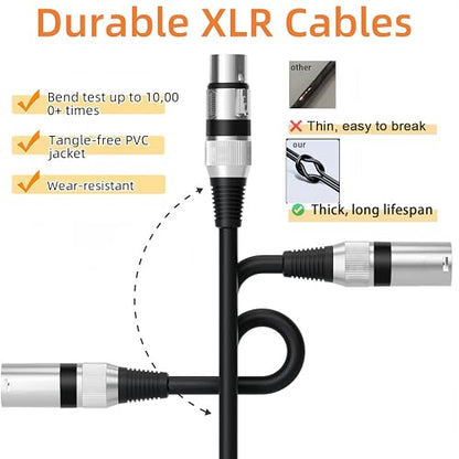 XLR Cables 3ft 6 Pack, XLR Male to Female Microphone Cable - size: 3 feet-6pack