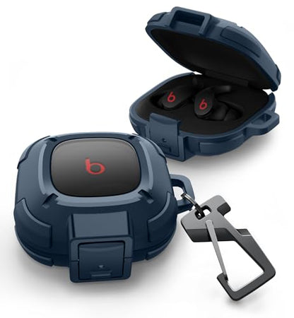 Dexnor Rugged Bumper Case for Beats Fit Pro (2021) Cases with Secure Lock, Shockproof Clear Cover with Carabiner & Keyring for Beats Fit Pro 2021 Blue - color: blue