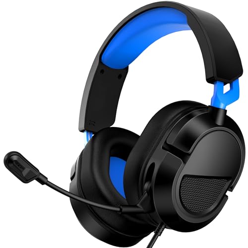 AOC Wired Gaming Headset for PS5, Xbox Series X|S & Xbox One,PC, Clear Mic | Stereo Bass, 79in Cable, in-Line Controls, 207g Lightweight, Soft Earmuffs , Gaming Headphones with 3.5mm Splitter, Blue - color: Blue