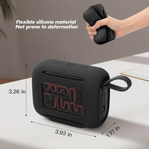 Silicone Cover for JBL Go 5 Bluetooth Speaker | Silicone Anti-Fingerprint & Sweatproof Case, Shockproof Bumper Skin with Precise Cutouts, Portable Speaker Sleeve - color: Black