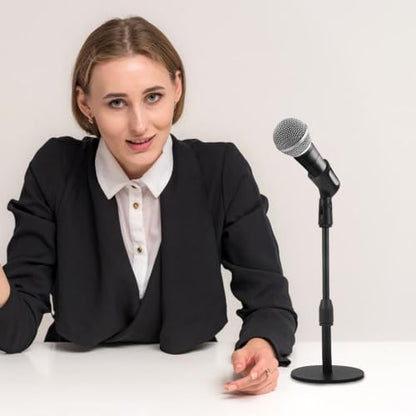 ORFOFE Adjustable Tabletop Mic Stand with Stable Metal Weighted round Base and Space-saving Design for Desktop Microphone Holder Suitable for Singing and Podcasting