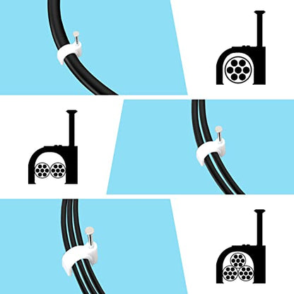 Abnii Cable Clips, 100 Pcs, 7mm, Wire Wall Clips with Steel Nails, Cable Management Organizer Clips, Cable Tacks Coax Holder Clips, RG6 RG59 CAT6 RJ45 Cable Cord Clips, White | Cord Clips, Cable Management Organizer Clip, Cable Tacks Coax Holder Clip, RG6