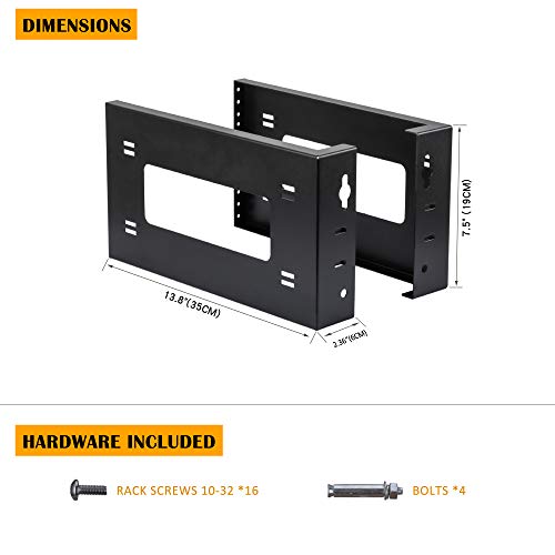 RIVECO 4U Open Frame Rack Wall Mount & Desktop Mount, No Assembly Required Server Rack for Network Equipment & Data AV HiFi Stereo Gaming Electronics Shelf - size: 4U