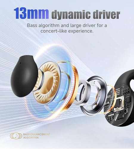 King Lucky i21 Open Ear Clip On Earbuds Wireless Bluetooth Ear Clip Headphones with Mic,Noise Cancelling, Waterproof IPX4,for Small Ears,Perfect for Running,Sports,Glasses Wearers (Black) - color: Black