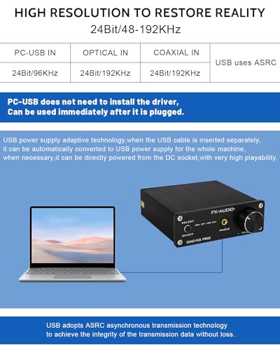 FX-Audio DAC-X3PRO USB DAC ESS9023 Headphone Amplifier CS8416 Support ASRC Transmission HiFi Portable Decoder Headphone Amp