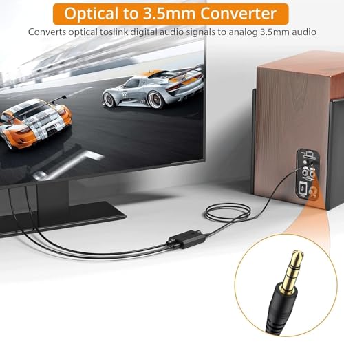 Neoteck 192kHz Digital to Analog Converter Optical to 3.5mm Converter | with Volume Adjustment, Built-in Amplifier Chipset DAC Converter Compatible for 3.5mm Headphones, Computer Speaker and etc.