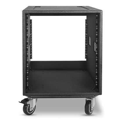 Sound Town 12U PA/DJ Rack/Road Case with 12-Space, Industry-Grade 0.7" (18mm) Plywood with Polyurea Coating, Rain Cover, Casters, 21.7" Rackable Depth - Pro Tour Grade (STRCP-12UW) - size: 12U with 21.7" Depth, Rain Cover, Casters