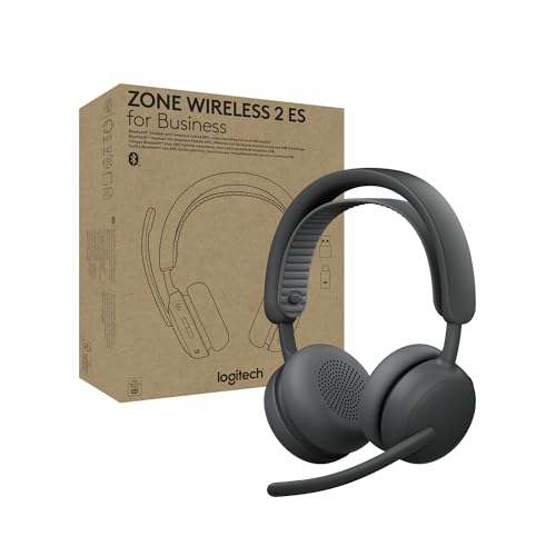 Logitech Zone Wireless 2 ES for Business Headset - Teams - Graphite | Adaptive Hybrid ANC, Bluetooth, USB-C & USB-A, Microsoft Teams Certified, ideal for Business, Noise-Canceling - color: Graphite, style: Wireless 2 ES