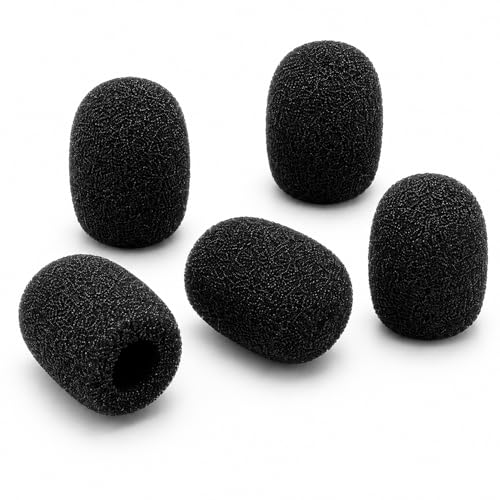 Movo F1/4 Lavalier Microphone Foam Windscreens, 5-Pack Replacement Lav Mic Pop Filters – Fits 4–6mm Mic Capsules, Compatible with RØDE smartLav+, Lavalier GO, Shure MVL, LV4, Sanken COS-11D