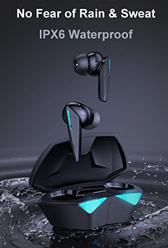 Gaming Earbuds with Microphone in Ear Gaming Headphones Wireless Bluetooth 5.3 Waterproof Ear Buds Long Battery Life Dual Mode Low Latency HIFI Stereo Sound Headset for Gamer iOS Android Running