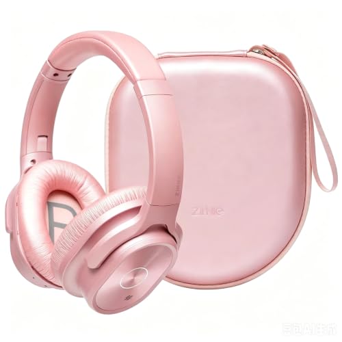ZIHNIC Active Noise Cancelling Headphones, 40H Playtime Wireless Bluetooth Headset with Deep Bass Hi-Fi Stereo Sound,Comfortable Earpads for Travel/Home/Office (Rose Gold) - color: rose