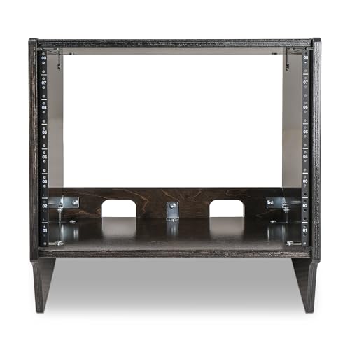 Sound Town DIY 8U Angled Desktop Turret Studio Rack for Home Studio and Recording Room, Baltic Birch Plywood, Black Espresso (SDRK-8SLD) - size: 8U, Black Espresso