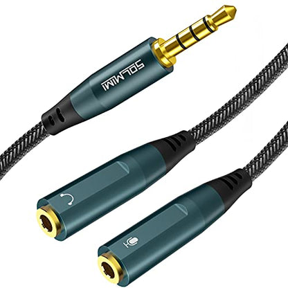 Headset Adapter, 3.5mm Headphone Mic Splitter CTIA TRRS Male to Dual TRS Female Y Audio Microphone Splitter Cable for Gaming Headset to PC, Laptop, Smartphone, PS4, Xbox, Computer - 1 Feet - style: 2-in-1